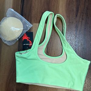 Lime green sports bra with removable cups- new size L
